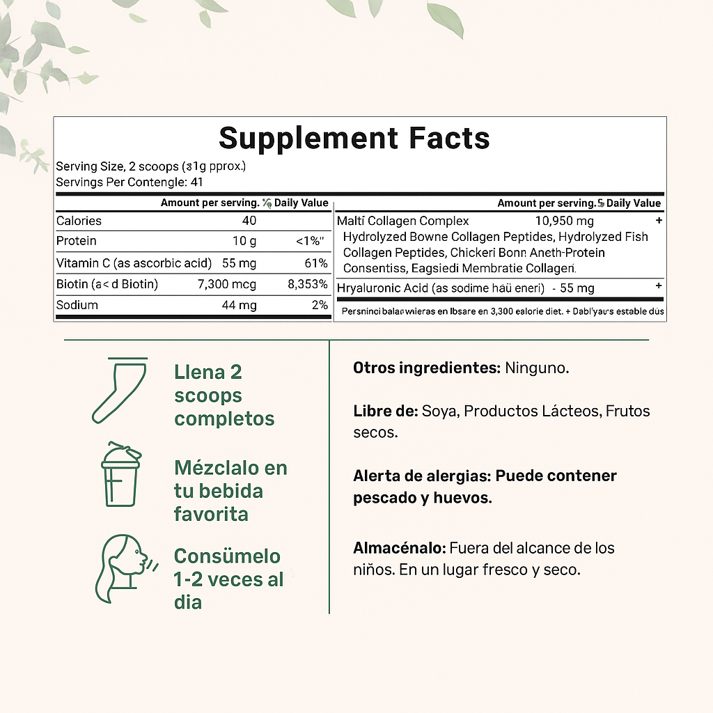 2LBS Micro Ingredients Polvo de Péptidos de Colágeno Multitipo